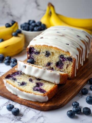 Blueberry Banana Bread with Lemon Glaze Recipe