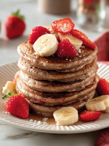 Healthy Strawberry Banana Oatmeal Pancakes Recipe
