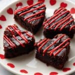Heart-Shaped Brownies with Red Candy Melt Decorations Recipe