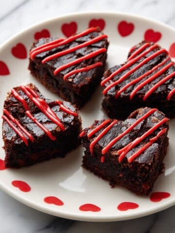 Heart-Shaped Brownies with Red Candy Melt Decorations Recipe
