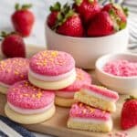 Frosted Strawberry Cookies with Crunch Topping Recipe