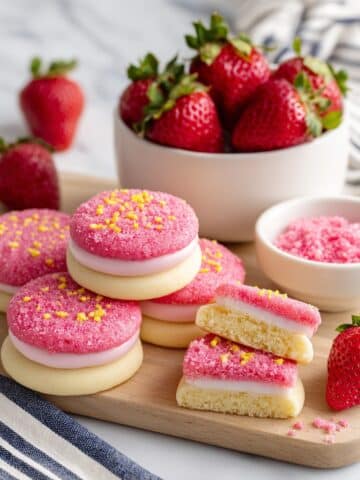 Frosted Strawberry Cookies with Crunch Topping Recipe