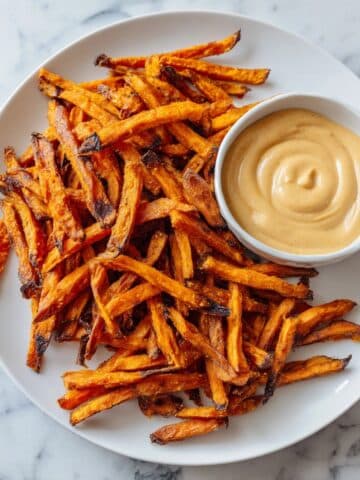 Frozen Sweet Potato Fries in Air Fryer with Tangy Dipping Sauce Recipe