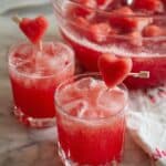 Strawberry Punch with Rainbow Sherbet and Heart-Shaped Strawberries Recipe