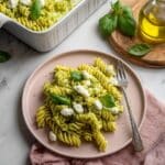 Pasta with Creamy Feta and Basil Green Sauce Recipe