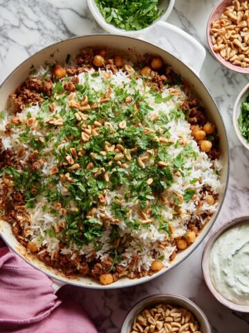 Ground Beef and Rice Skillet with Chickpeas and Spiced Herbs Recipe