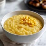 Creamy Corn Puree with Roasted Vegetable Topping and Parmesan Recipe