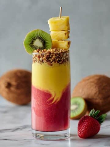 Tropical Fruit Breakfast Smoothie with Coconut Granola Recipe