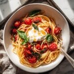 Skillet Burst Cherry Tomato White Wine Garlic Pasta Recipe
