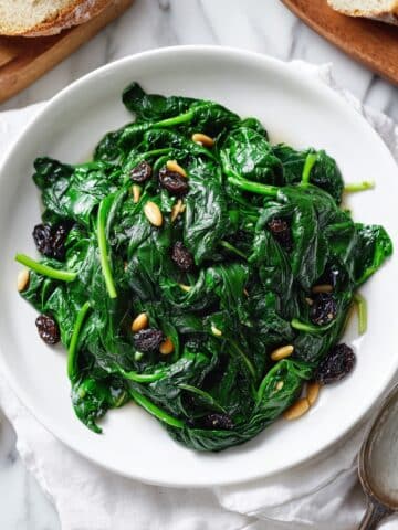 Catalan Spinach with Pine Nuts and Raisins Recipe