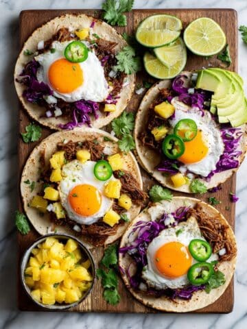Breakfast Tacos Al Pastor with Pineapple and Fried Eggs Recipe