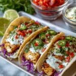 Fish Tacos with Cilantro Lime Crema and Coleslaw Recipe