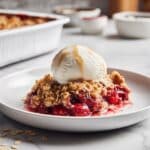 Strawberry Crumble with Vanilla Ice Cream and Whipped Cream Recipe