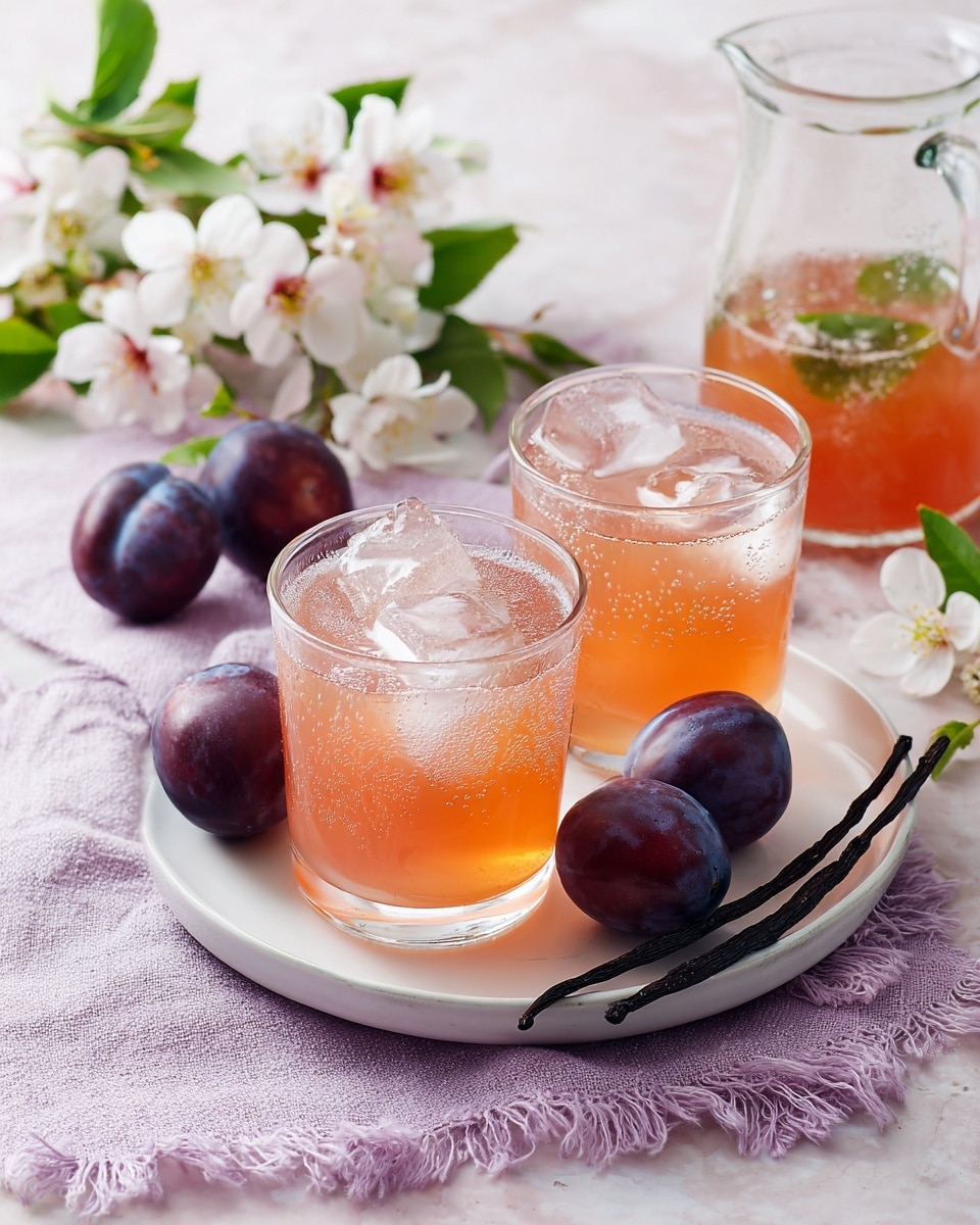 Two short clear glasses are filled with a bright orange-red drink and ice cubes. The glasses have slight condensation on the outside. They sit on a white cloth with a soft, textured look, placed on a white marbled surface. In front of the glasses is a white flower and a silver spoon. The background is clean and white, making the colors of the drink stand out. photo taken with an iphone --ar 4:5 --v 7