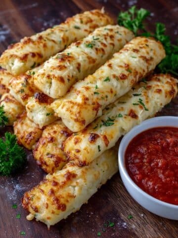 Mozzarella Cheese Sticks with Marinara and Red Pesto Dipping Sauce Recipe