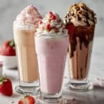 Homemade Multisize Milkshake with Whipped Cream, Hot Fudge, and Toppings Recipe
