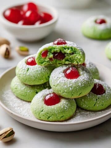 Pistachio Pudding Cookies with Maraschino Cherries Recipe