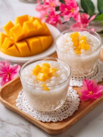Mango Jelly with Tapioca Pearls, Coconut Gel, and Cream Recipe