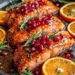 Orange Glazed Salmon with Rosemary and Pomegranate Recipe