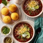 Pumpkin Chili with Ground Beef and Spiced Toppings Recipe