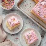 Strawberry Sheet Cake with Rhubarb Swiss Meringue Frosting Recipe