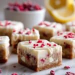 Lemon Glazed White Chocolate and Raspberry Blondies Recipe