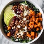 Roasted Sweet Potato Kale Salad with Apple, Pecans, and Goat Cheese Recipe